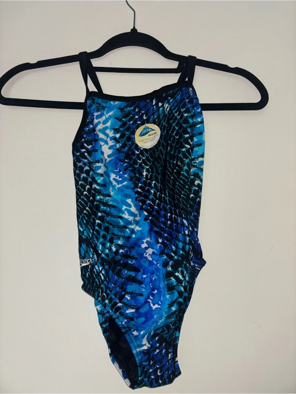 Speedo Blue Black Patterned Girls' One-Piece Swimsuit